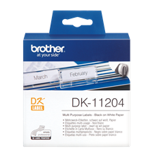 BROTHER Etikett címke DK-11204, Általános etikett címke, Elővágott (stancolt), Fehér alapon fekete, 400 db