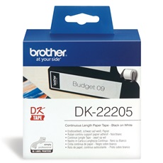 BROTHER Etikett címke DK22205, Fehér alapon fekete papírszalag tekercsben 62mm, 62mm x 30.48M
