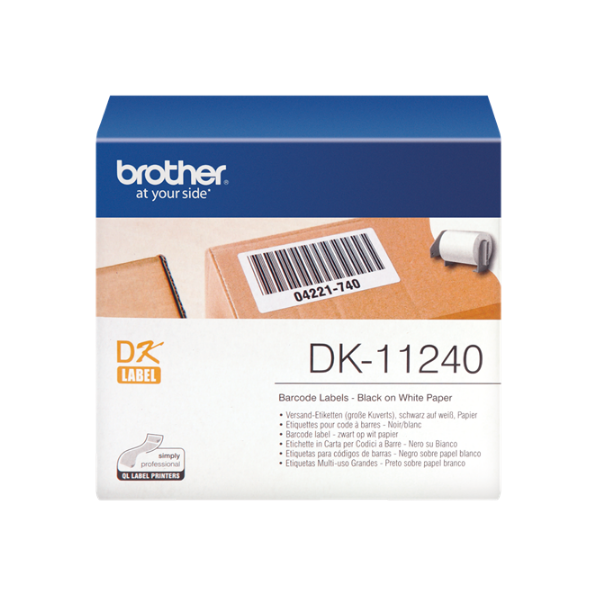 BROTHER Etikett címke DK11240, Vonalkód címke, Elővágott (stancolt), Fehér alapon fekete, 600 db