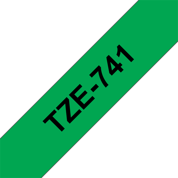 BROTHER szalag TZe-741, Zöld alapon Fekete, Laminált, 18mm  0.7", 8 méter
