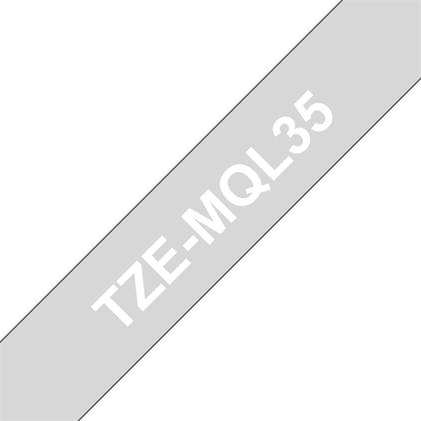 BROTHER szalag TZe-MQL35, Világos szürke alapon Fehér (matt), Laminált, 12mm  0.47", 5 méter