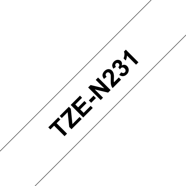 BROTHER szalag TZe-N231, Fehér alapon Fekete, Nem laminált, 12mm  0.47", 8 méter