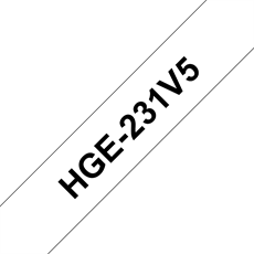 BROTHER szalag HGe-231, Fehér alapon Fekete, Nagy sebességű, 12mm  0.47", 8 méter, 5db/csomag