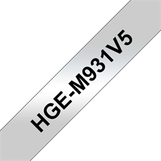 BROTHER szalag HGe-M931, Matt ezüst alapon Fekete, Nagy sebességű, 12mm  0.47", 8 méter, 5db/csomag
