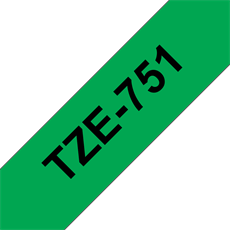 BROTHER szalag TZe-751, Zöld alapon Fekete, Laminált, 24mm  0.94", 8 méter