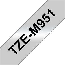 BROTHER szalag TZe-M951, Matt ezüst alapon Fekete, Laminált, 24mm  0.94", 8 méter
