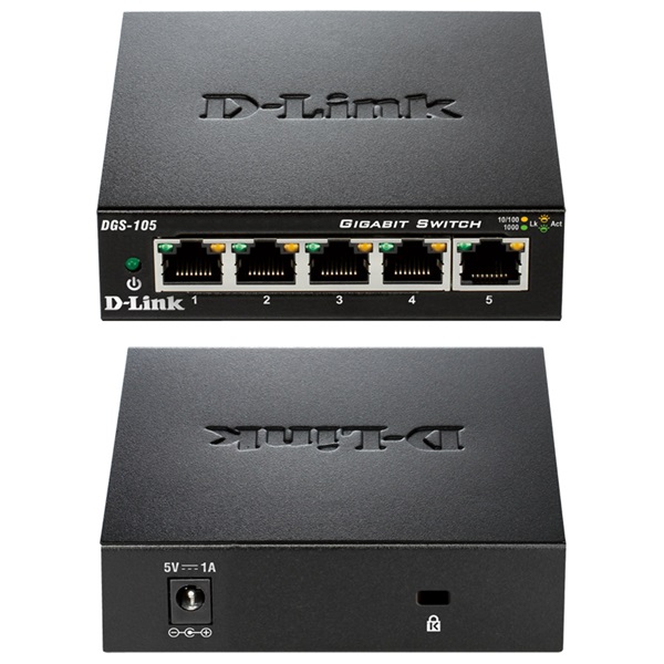 D-LINK Switch 5x1000Mbps Fémházas Asztali, DGS-105/E