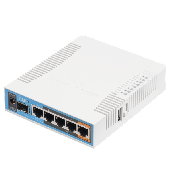 MIKROTIK Wireless Router RouterBOARD DualBand, 5x1000Mbps + 1x1000Mbps SFP, Asztali - RB962UIGS-5HACT2HNT
