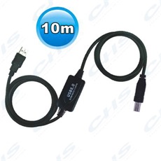 WIRETEK kábel USB Összekötő A-B, 10m, Male/Male Aktív