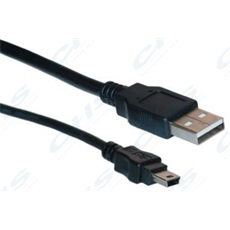 WIRETEK kábel USB Összekötő A - Mini  5pin, 2m, Male/Male