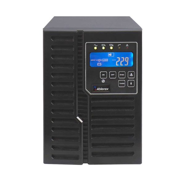 ABLEREX UPS, ARES PLUS, AR1000, 2xIEC + 2xSchuko, 1000VA (900 W) Online kettős konv. szünetmentes tápegység, torony, LCD