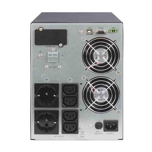 ABLEREX UPS, ARES PLUS, AR2000, 4xIEC + 2xSchuko,2000VA (1800 W) Online kettős konv. szünetmentes tápegység, torony, LCD