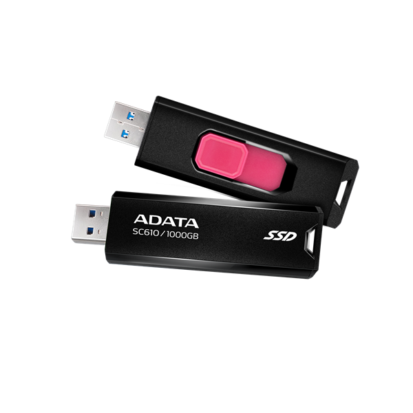 ADATA SSD Külső USB 3.2 1TB SC610, Fekete/Piros