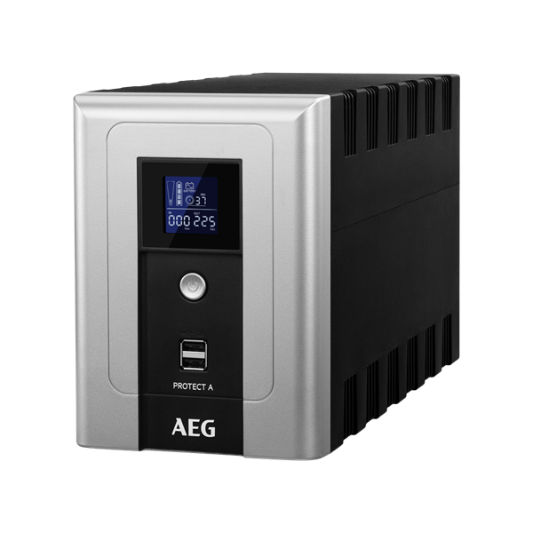 AEG UPS Protect A (3+1 IEC13) 1200VA (720 W) LINE-INTERACTIVE szünetmentes, torony, LCD - USB/RS232, +DIN-adapter