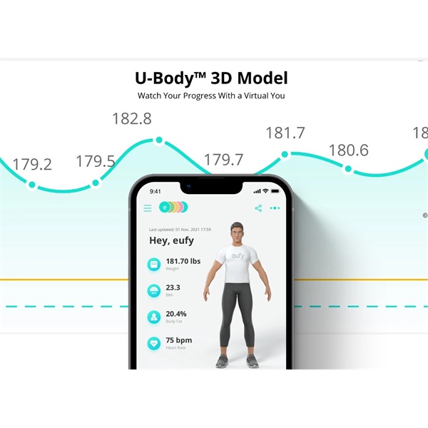 ANKER EUFY Okosmérleg, Smart Scale P2 Pro, WiFi-s, Bluetooth-os, Vízálló, fekete - T9149111