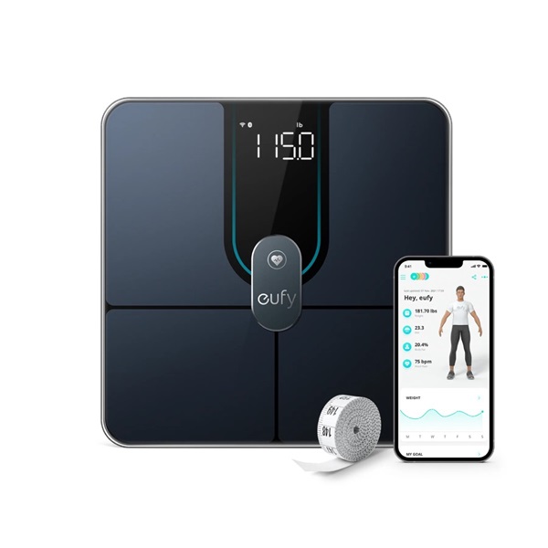 ANKER EUFY Okosmérleg, Smart Scale P2 Pro, WiFi-s, Bluetooth-os, Vízálló, fekete - T9149111