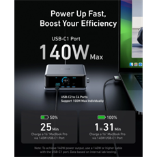 ANKER Hálózati Töltő, Prime Charger GaNPrime, 6 portos, 250W, 4xUSB-C, 2xUSB-A, EU, fekete - A2345341