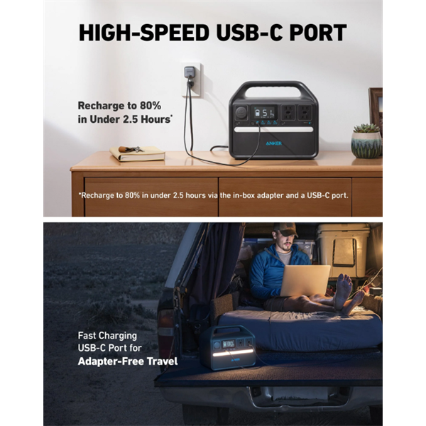 ANKER SOLIX Hordozható Akkumulátor PowerHouse 535, 512Wh - 500W, EU, fekete