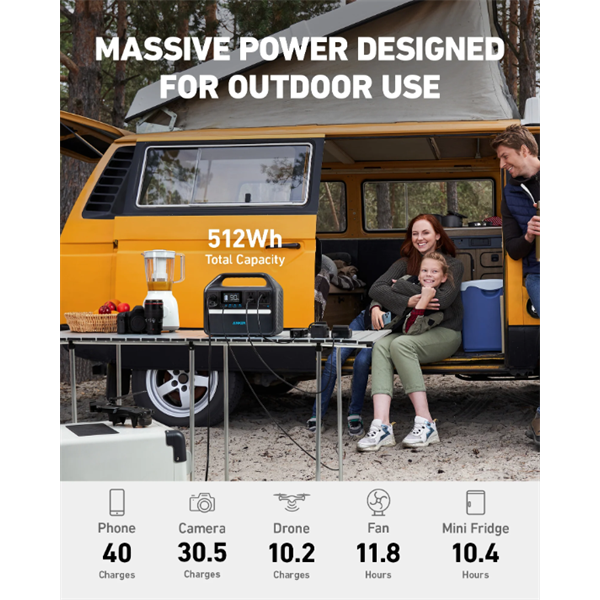 ANKER SOLIX Hordozható Akkumulátor PowerHouse 535, 512Wh - 500W, EU, fekete