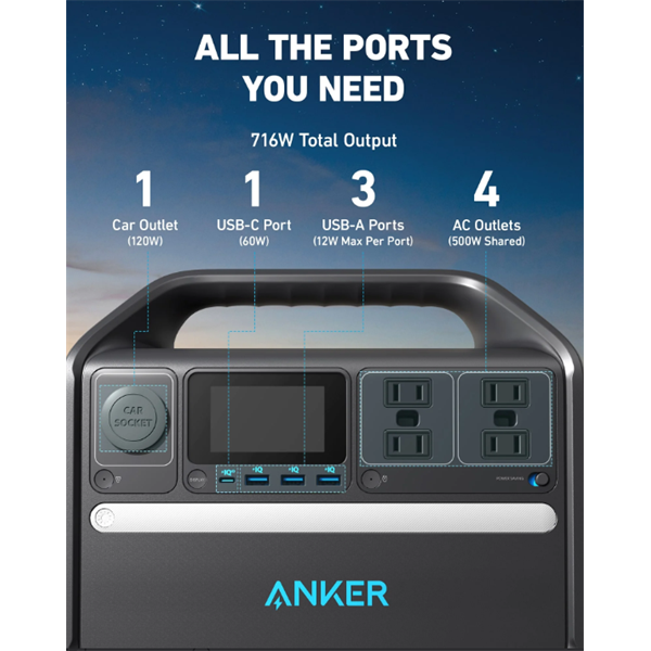 ANKER SOLIX Hordozható Akkumulátor PowerHouse 535, 512Wh - 500W, EU, fekete