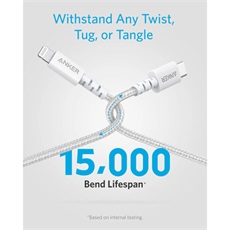 ANKER Töltőkábel, PowerLine Select+, USB-C - LTG, 0,9 méteres, fehér - A8617H21