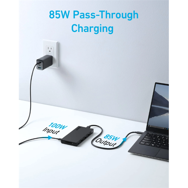 ANKER USB HUB 364 10-in-1, USB-C, Dual 4K HDMI, 2xUSB3.2, 1xLAN, 2xUSB2.0, SD kártyaolvasóval - A83A2G11