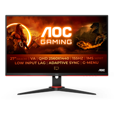 AOC Gaming 155Hz monitor 27" Q27G2E/BK, 2560x1440, 16:9, 250cd/m2, 1ms, 2xHDMI/DisplayPort