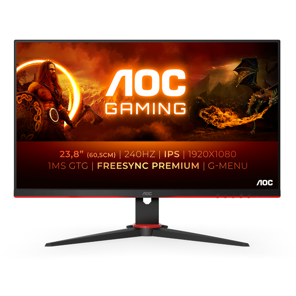 AOC Gaming 240Hz monitor 23,8" - 24G2ZE/BK 1920x1080, 16:9, 350 cd/m2, 0,5ms, HDMIx2,DIsplayPort