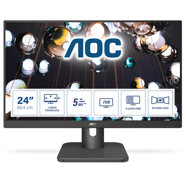 AOC IPS monitor 23.8" 24E1Q, 1920x1080, 16:9, 250cd/m2, 5ms, VGA/HDMI/Displayport, hangszóró