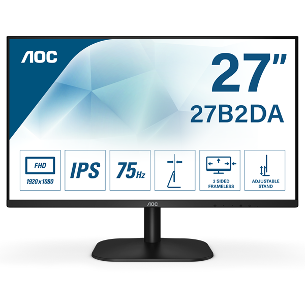 AOC IPS monitor 27" 27B2DA, 1920x1080, 16:9, 4ms, 250cd/m2, VGA/DVI ...