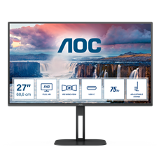 AOC IPS monitor 27" 27V5C/BK, 1920x1080, 16:9, 300cd/m2, 1ms, HDMI/DisplayPort/USB-C/4xUSB, Pivot, hangszóró
