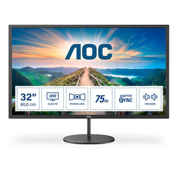 AOC IPS monitor 31.5" Q32V4, 2560x1440, 16:9, 250cd/m2, 4ms, 75Hz, HDMI/DisplayPort, hangszóró