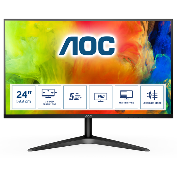 AOC monitor 23.6" 24B1H, 1920x1080, 16:9, 250cd/m2, 5ms, VGA/HDMI