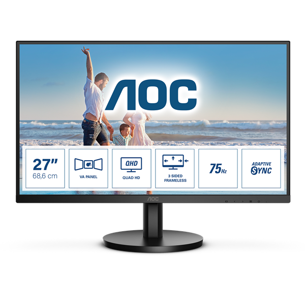 AOC VA monitor 27" Q27B3MA/BK, 2560x1440, 16:9, 250cd/m2, 4ms, 2xHDMI/HDCP/DisplayPort, hangszóró