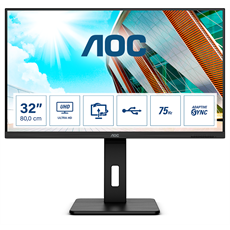 AOC VA monitor 31.5" U32P2, 3840x2160, 16:9, 350cd/m2, 4ms, 2xHDMI/DisplayPort/4xUSB, Pivot, hangszóró