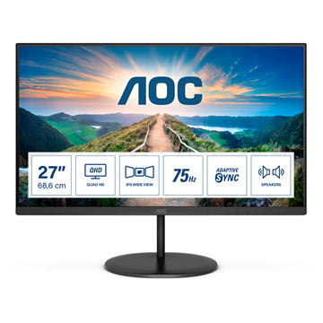 AOC IPS monitor 27" Q27V4EA, 2560x1440, 16:9, 250cd/m2, 4ms, 75Hz, HDMI/DisplayPort, hangszóró