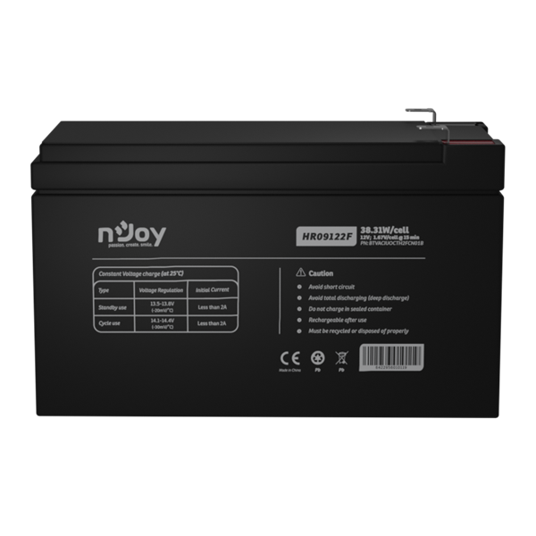 APC (NJOY) HR09122F Akkumulátor 12V, 38.31W, gondozásmentes F2