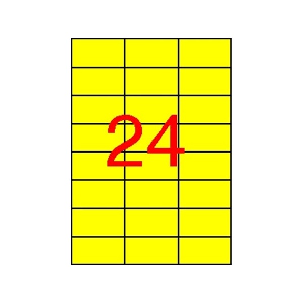 APLI Etikett, 70x37 mm, színes, , sárga, 480 etikett/csomag