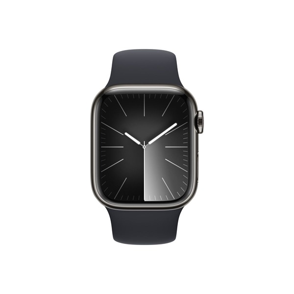 APPLE Watch S9 Cellular 41mm Graphite Stainless Steel Case w Midnight Sport Band - M/L