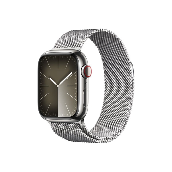 APPLE Watch S9 Cellular 41mm Silver Stainless Steel Case w Silver Milanese Loop