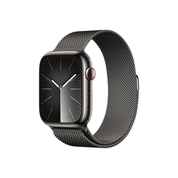 APPLE Watch S9 Cellular 45mm Graphite Stainless Steel Case w Graphite Milanese Loop