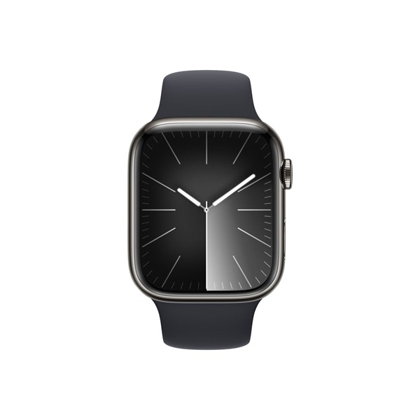 APPLE Watch S9 Cellular 45mm Graphite Stainless Steel Case w Midnight Sport Band - M/L