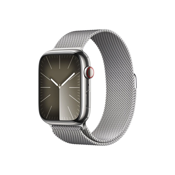 APPLE Watch S9 Cellular 45mm Silver Stainless Steel Case w Silver Milanese Loop