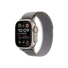 APPLE Watch Ultra2 Cellular, 49mm Titanium Case w Green/Grey Trail Loop - M/L