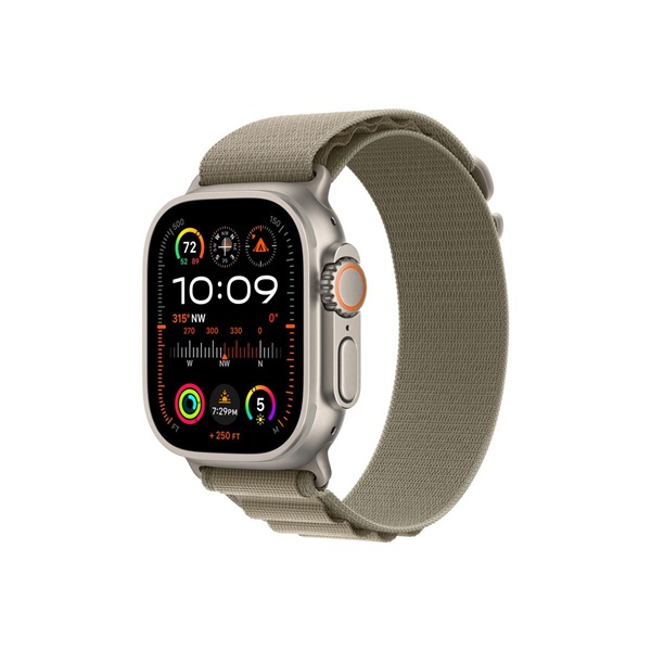 APPLE Watch Ultra2 Cellular, 49mm Titanium Case w Olive Alpine Loop - Large