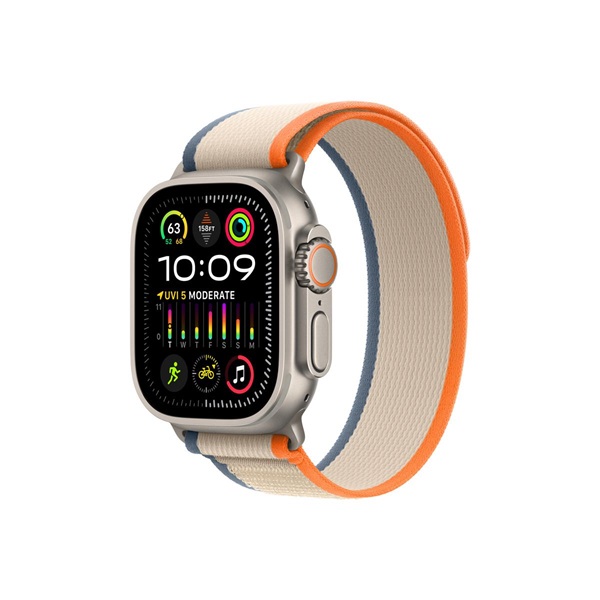 APPLE Watch Ultra2 Cellular, 49mm Titanium Case w Orange/Beige Trail Loop - M/L