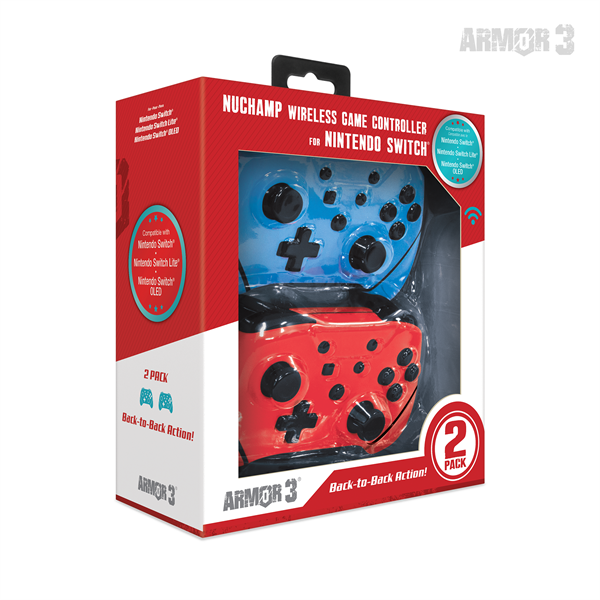 ARMOR3 NUCHAMP Nintendo Switch Kiegészítő Vezeték nélküli kontroller, Kék & Piros (2-PACK)
