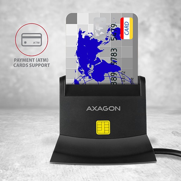 AXAGON CRE-SM2 4-FOGLALATÚ SMART CARD OLVASÓ (Univerzális Smart / ID és SD / microSD / SIM kártyaolvasó)