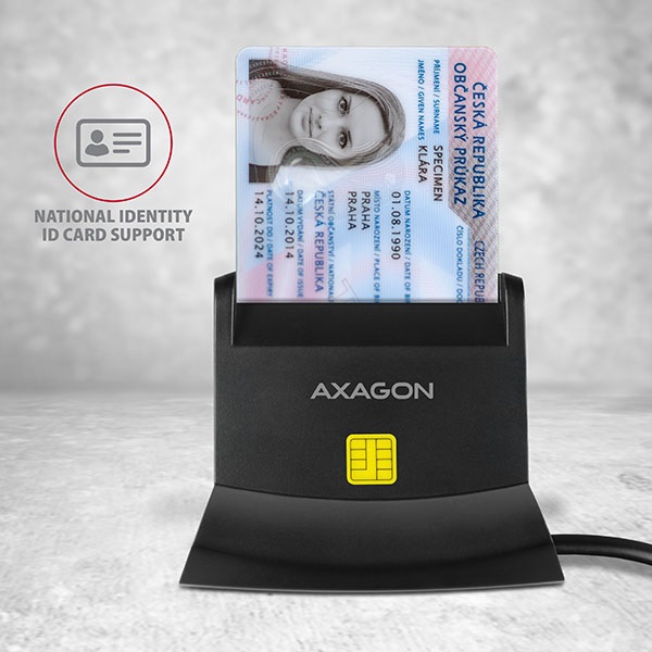 AXAGON CRE-SM2 4-FOGLALATÚ SMART CARD OLVASÓ (Univerzális Smart / ID és SD / microSD / SIM kártyaolvasó)
