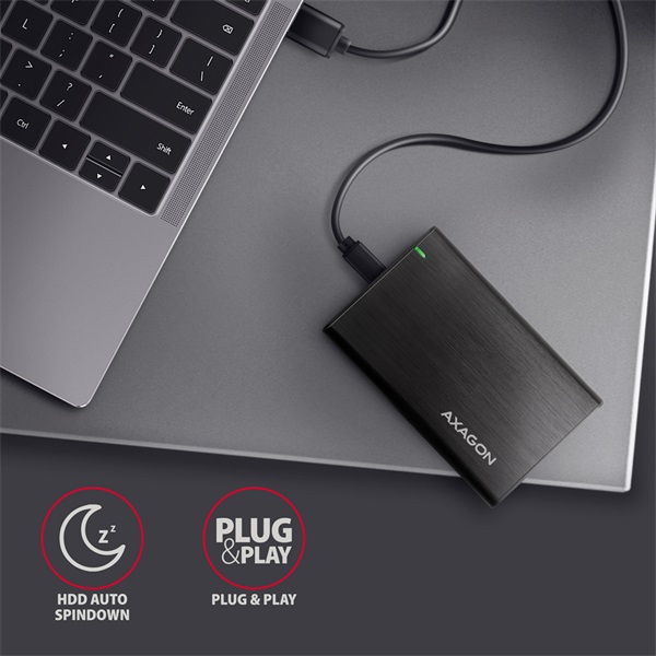 AXAGON EE25-A6C USB-C csavar nélküli külső ház 2, 5" HDD/SSD, fekete